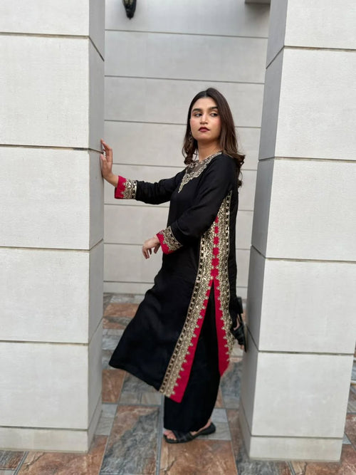Black Floral 2-Piece Suit for Women – KC-0029